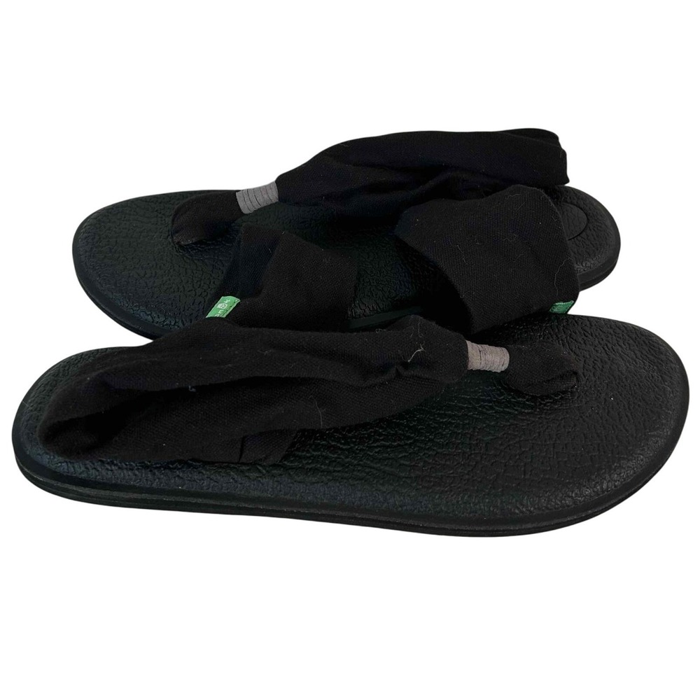 Sanuk Yoga Sling 2 Black Fabric Thong Sandals SWS10001 Womens Size 7